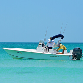 Two people boating