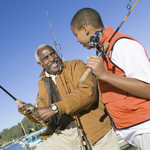 Family fishing during free fishing days in their state