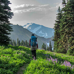 Man hiking in the woods