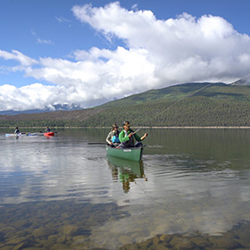 People boating  on a lake
